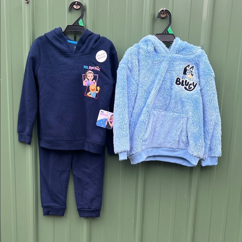 Toddler Girls Ms Rachel Hoodie with Pants & Plush Bluey Top 3-Piece Set Size 5T